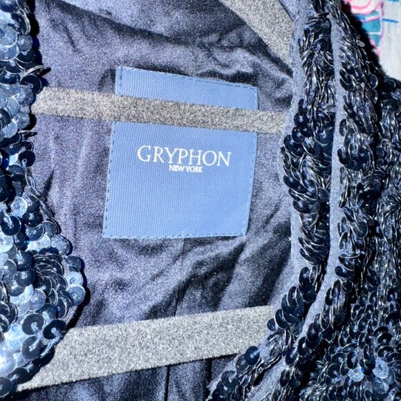 GRYPHON - Dark blue, silk, sequined jacket - Picture 5 of 15